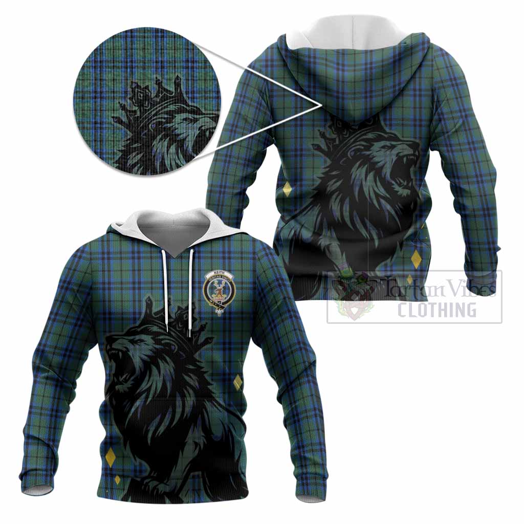 Keith Tartan Family Crest Knitted Hoodie Crowned Lion Roaring