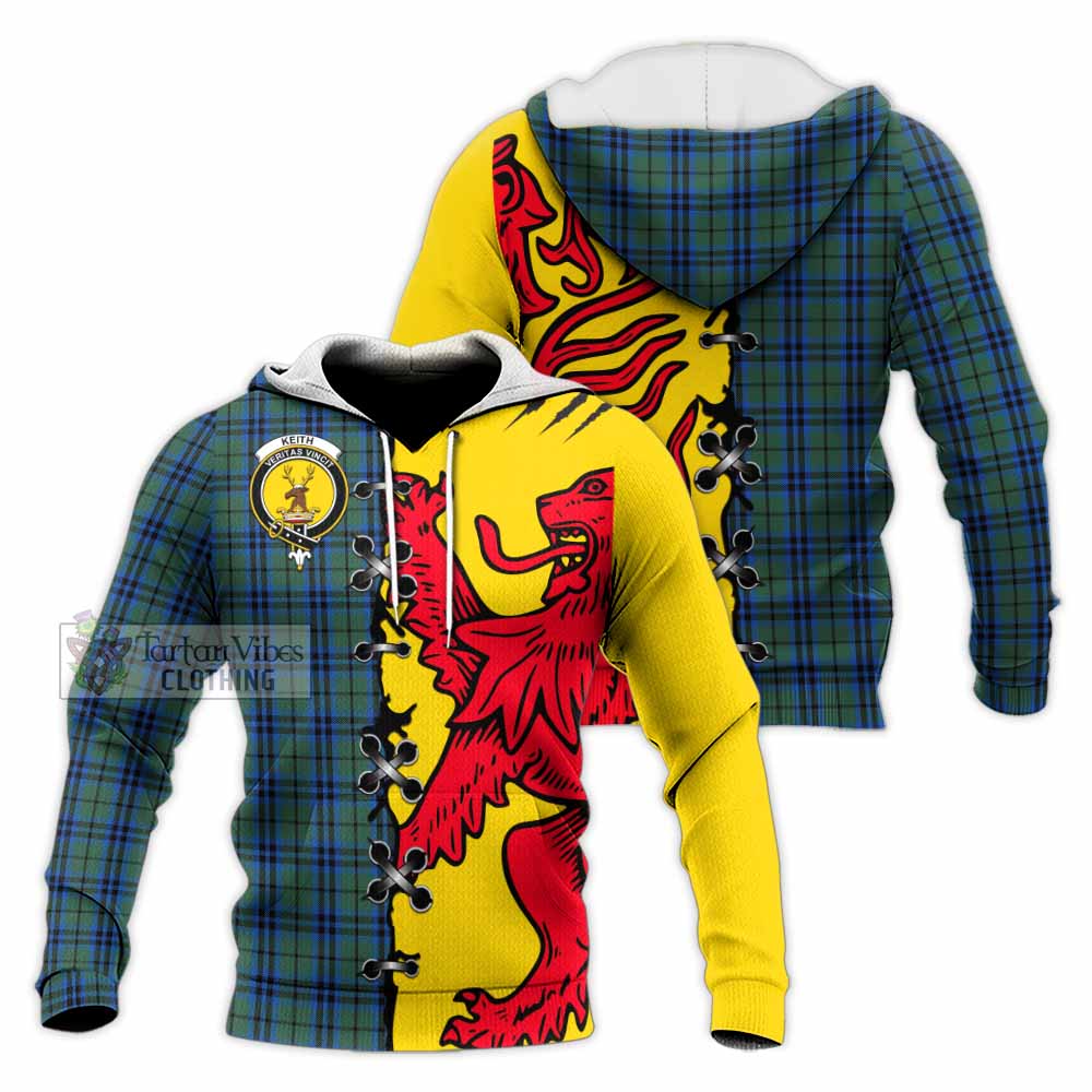 Keith Tartan Family Crest Knitted Hoodie Lion Rampant Honor - Tartan Vibes Clothing