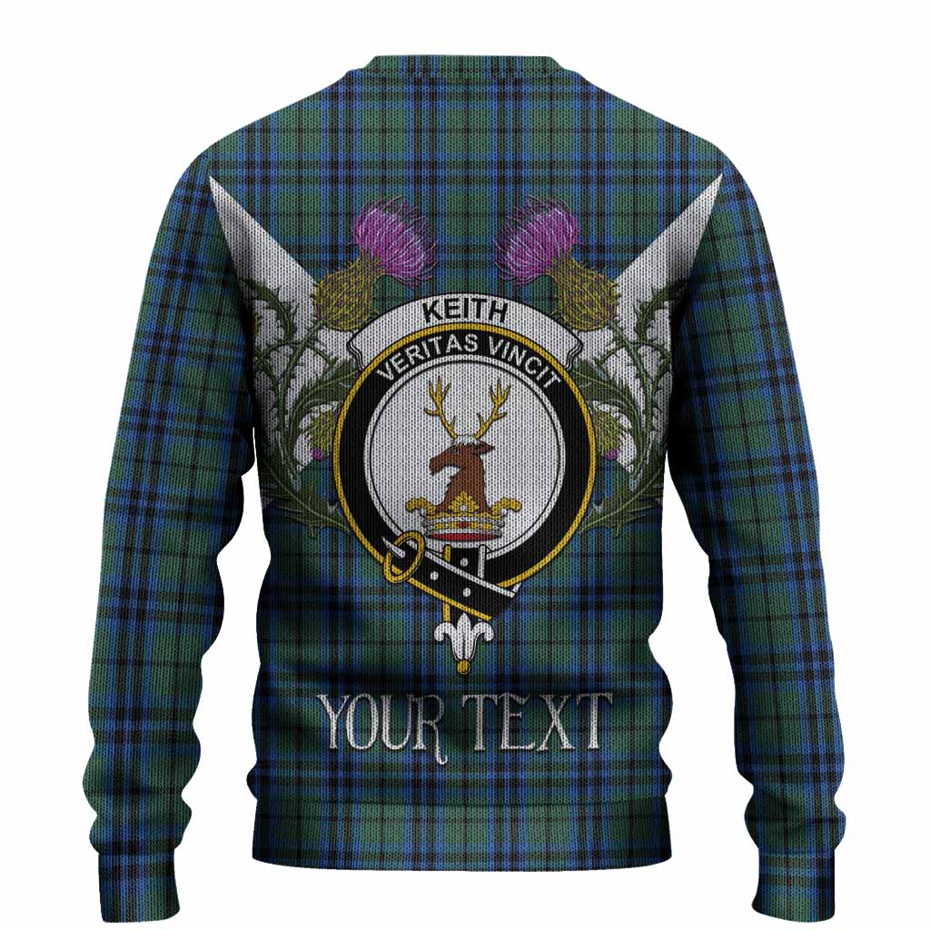 Keith Tartan Family Crest Knitted Sweater Scottish Burns Night Thistle Floral