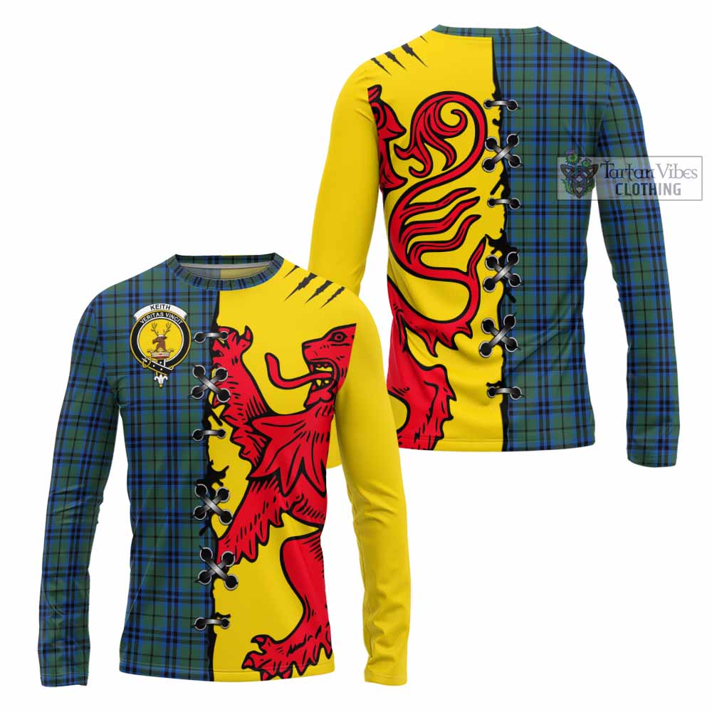 Keith Tartan Family Crest Long Sleeve T-Shirt Lion Rampant Honor - Tartan Vibes Clothing