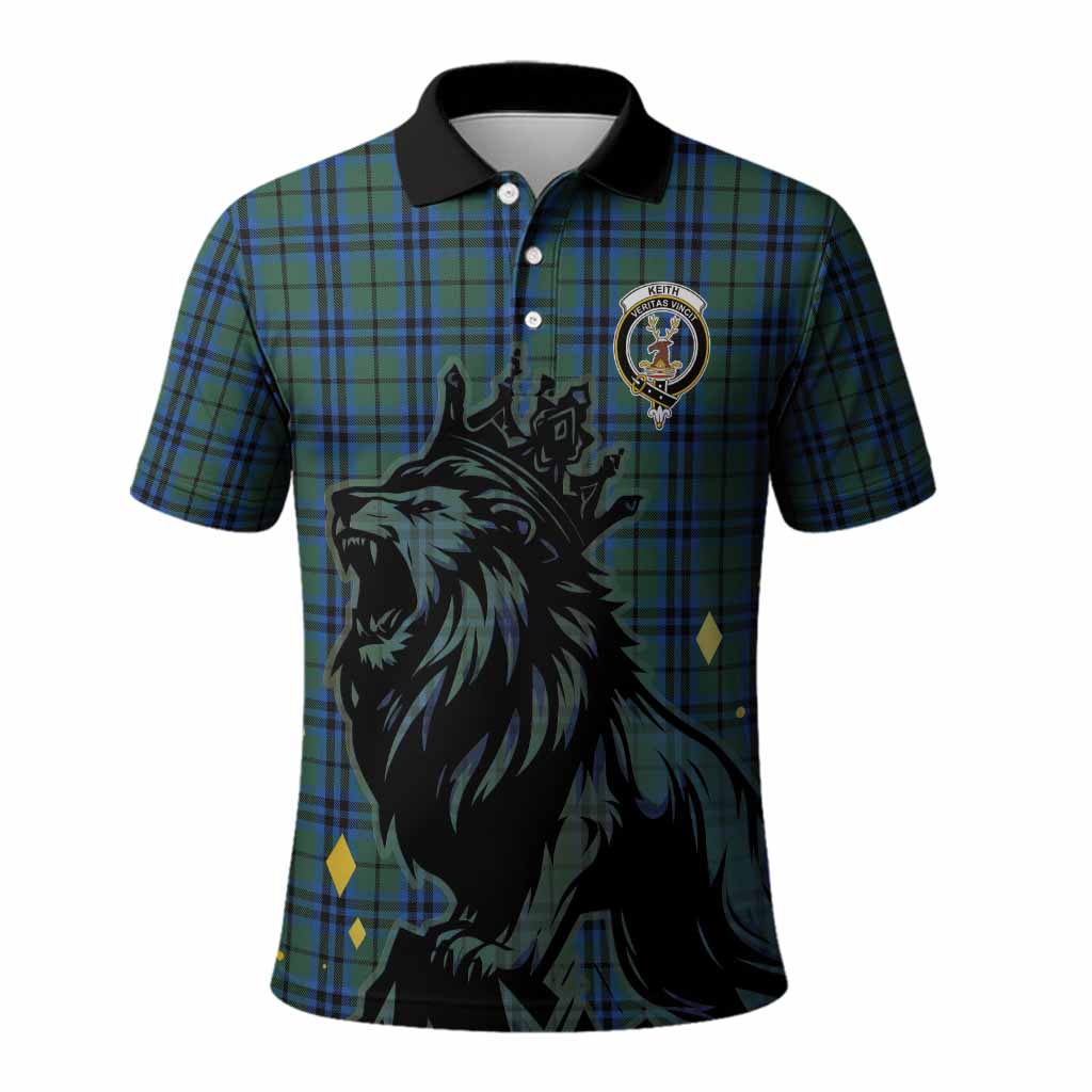 Keith Tartan Family Crest Polo Shirt Crowned Lion Roaring
