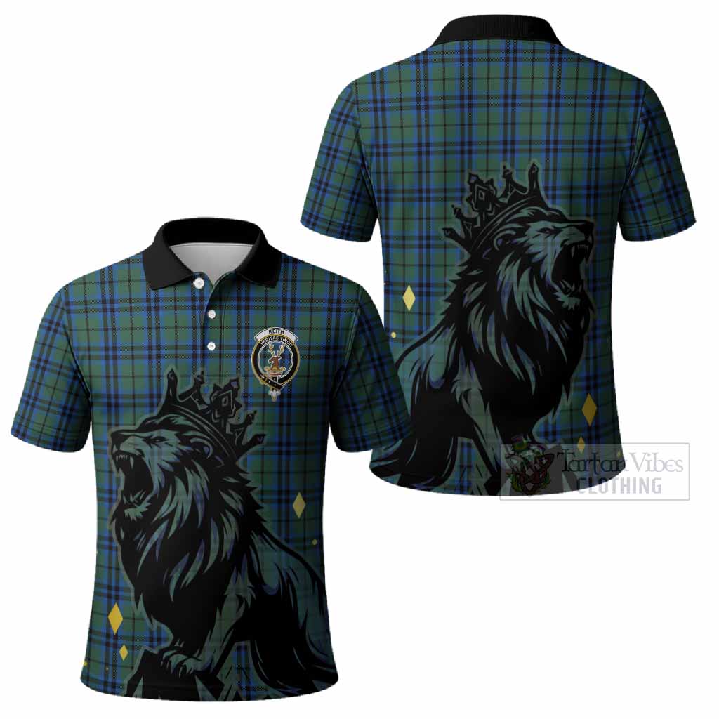 Keith Tartan Family Crest Polo Shirt Crowned Lion Roaring