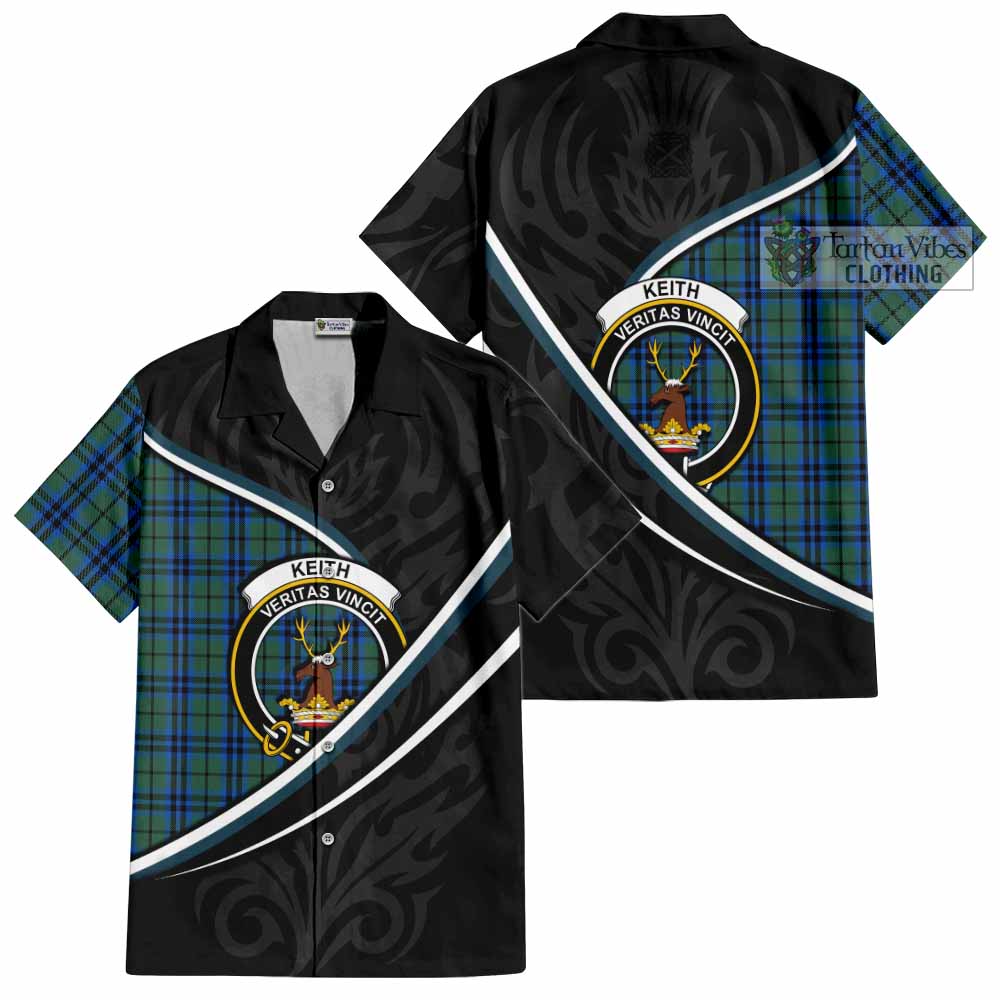 Keith Tartan Family Crest Short Sleeve Button Shirt Celtic Scottish Thistle Floral - Tartan Vibes Clothing