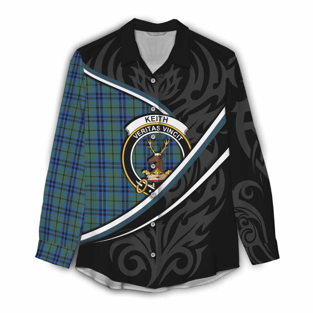 Keith Tartan Family Crest Women Casual Shirt Celtic Scottish Thistle Floral - Tartan Vibes Clothing