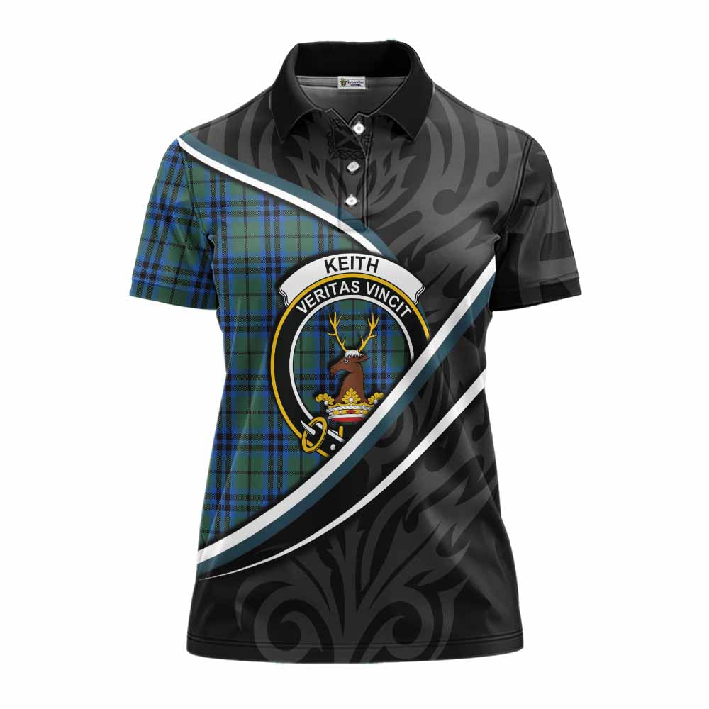 Keith Tartan Family Crest Women's Polo Shirt Celtic Scottish Thistle Floral - Tartan Vibes Clothing