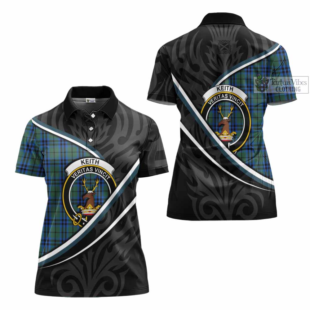 Keith Tartan Family Crest Women's Polo Shirt Celtic Scottish Thistle Floral - Tartan Vibes Clothing