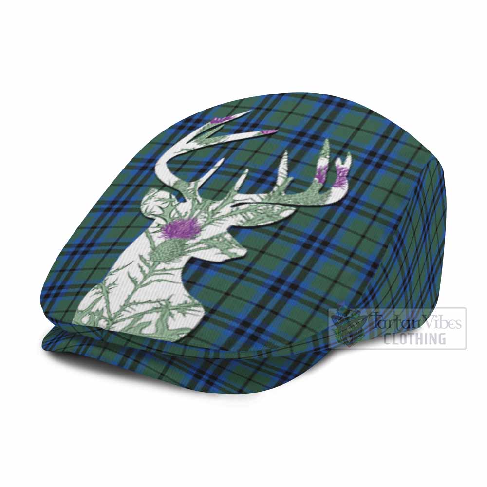 Keith Tartan Flat Cap, Jeff Cap Scottish Stag Thistle Floral Art