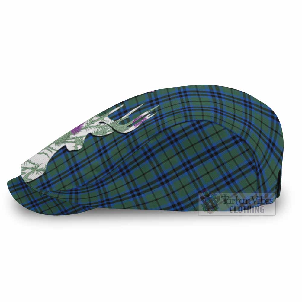 Keith Tartan Flat Cap, Jeff Cap Scottish Stag Thistle Floral Art