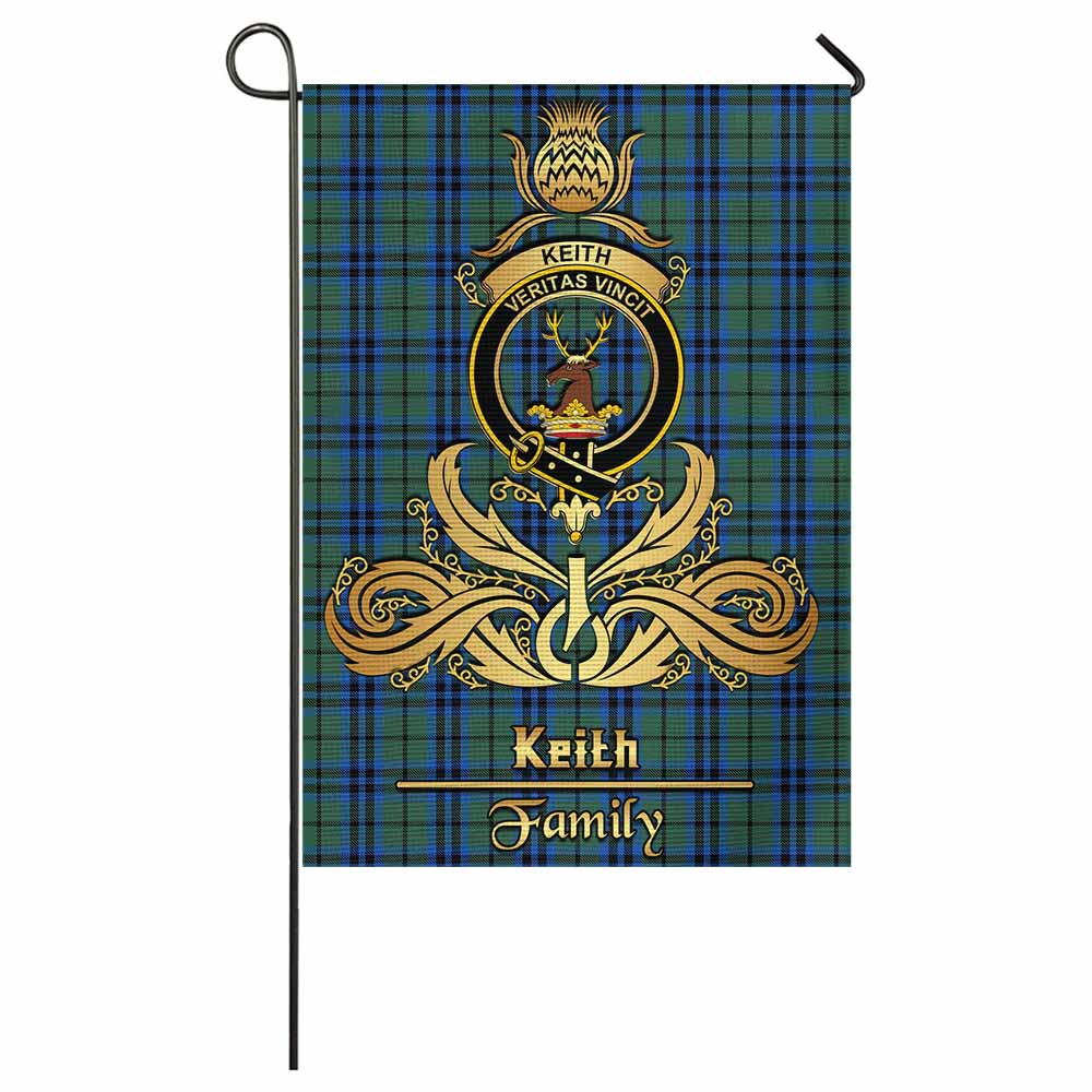 Keith Tartan Garden Flag with Highland Thistle Cherish Family Crest Style - Tartan Vibes Clothing