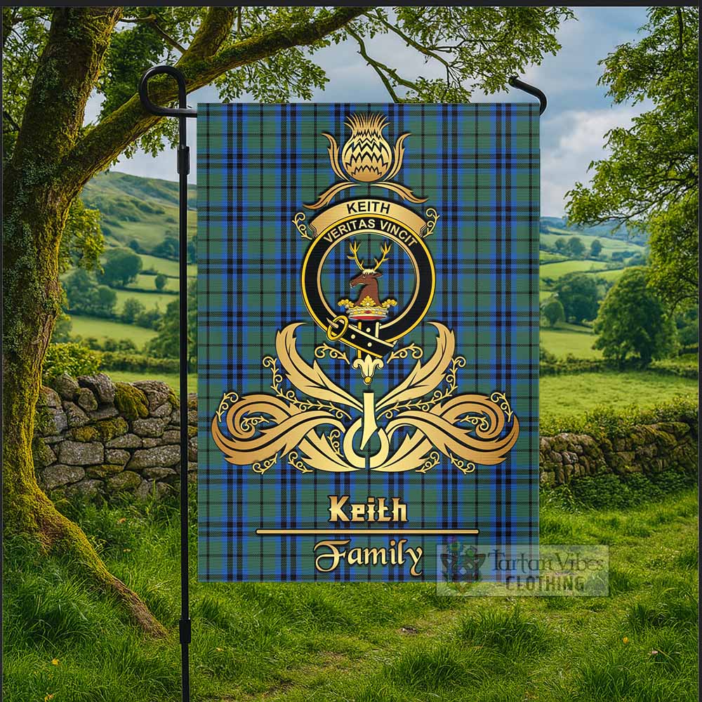 Keith Tartan Garden Flag with Highland Thistle Cherish Family Crest Style - Tartan Vibes Clothing