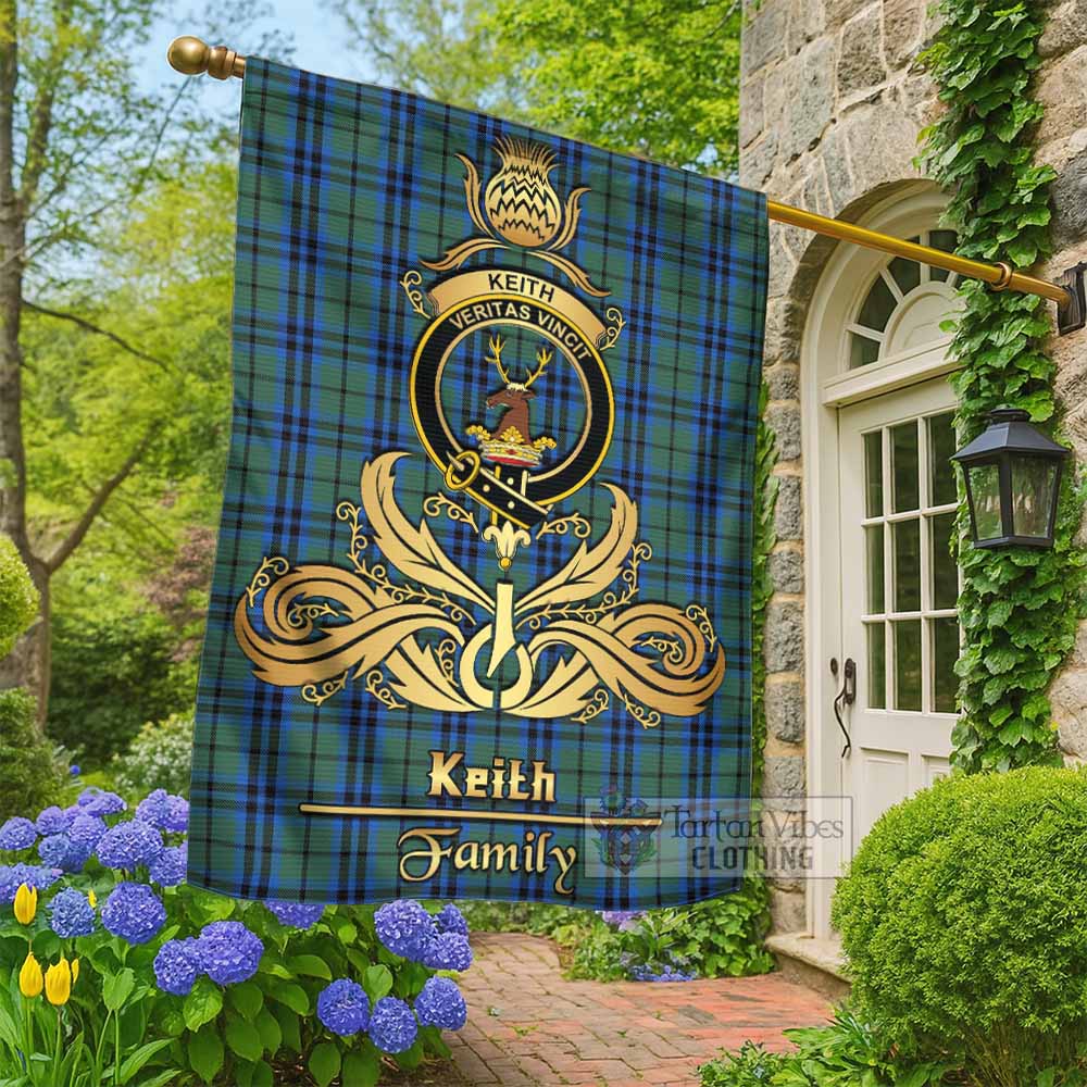 Keith Tartan Garden Flag with Highland Thistle Cherish Family Crest Style - Tartan Vibes Clothing