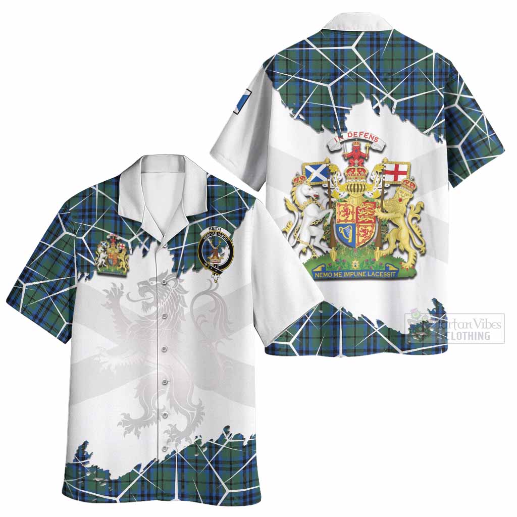 Keith Tartan Hawaiian Shirt with Family Crest and Lion Rampant Grunge Style