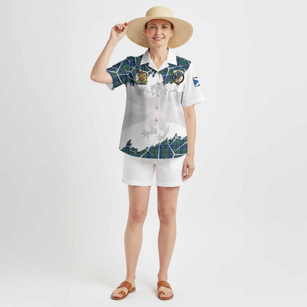 Keith Tartan Hawaiian Shirt with Family Crest and Lion Rampant Grunge Style