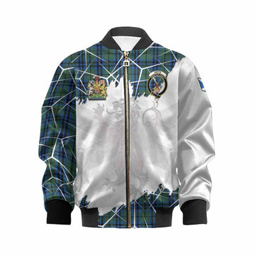 Keith Tartan Kid Bomber Jacket with Family Crest and Lion Rampant Grunge Style