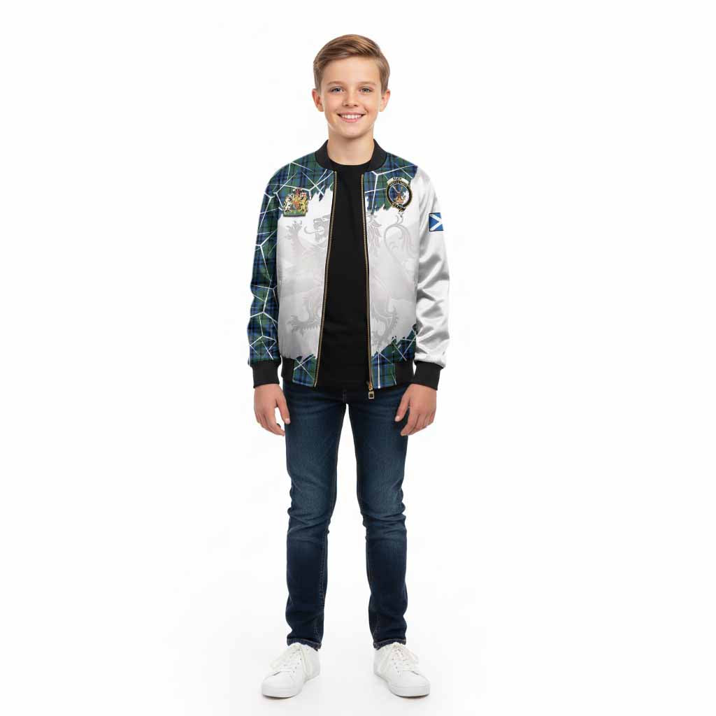Keith Tartan Kid Bomber Jacket with Family Crest and Lion Rampant Grunge Style