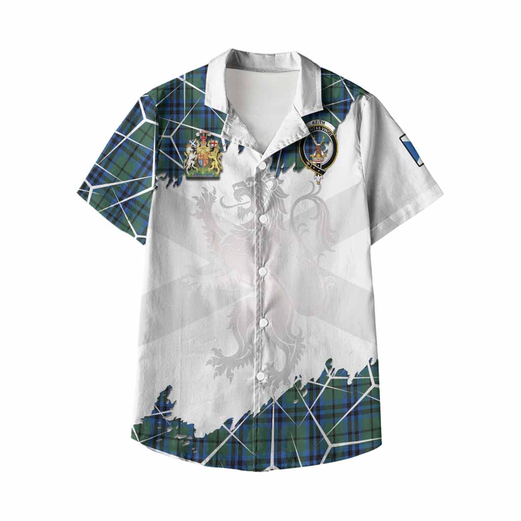 Keith Tartan Kid Hawaiian Shirt with Family Crest and Lion Rampant Grunge Style