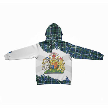 Keith Tartan Kid Hoodie with Family Crest and Lion Rampant Grunge Style