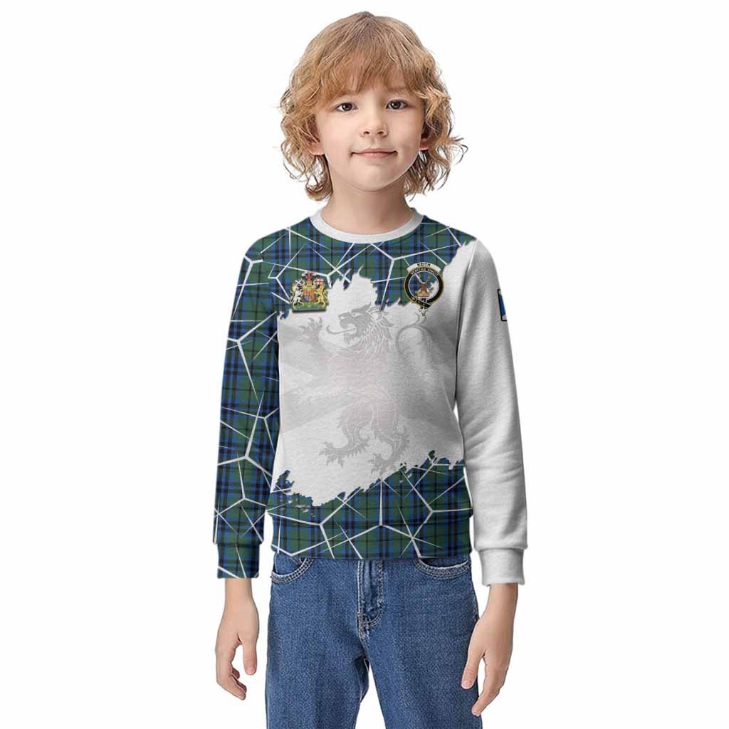 Keith Tartan Kid Knitted Sweatshirt with Family Crest and Lion Rampant Grunge Style