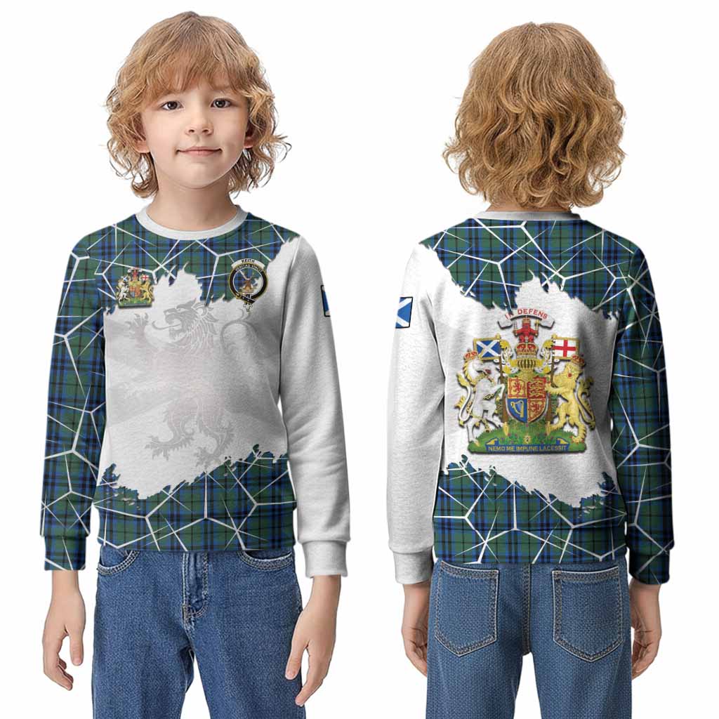Keith Tartan Kid Knitted Sweatshirt with Family Crest and Lion Rampant Grunge Style