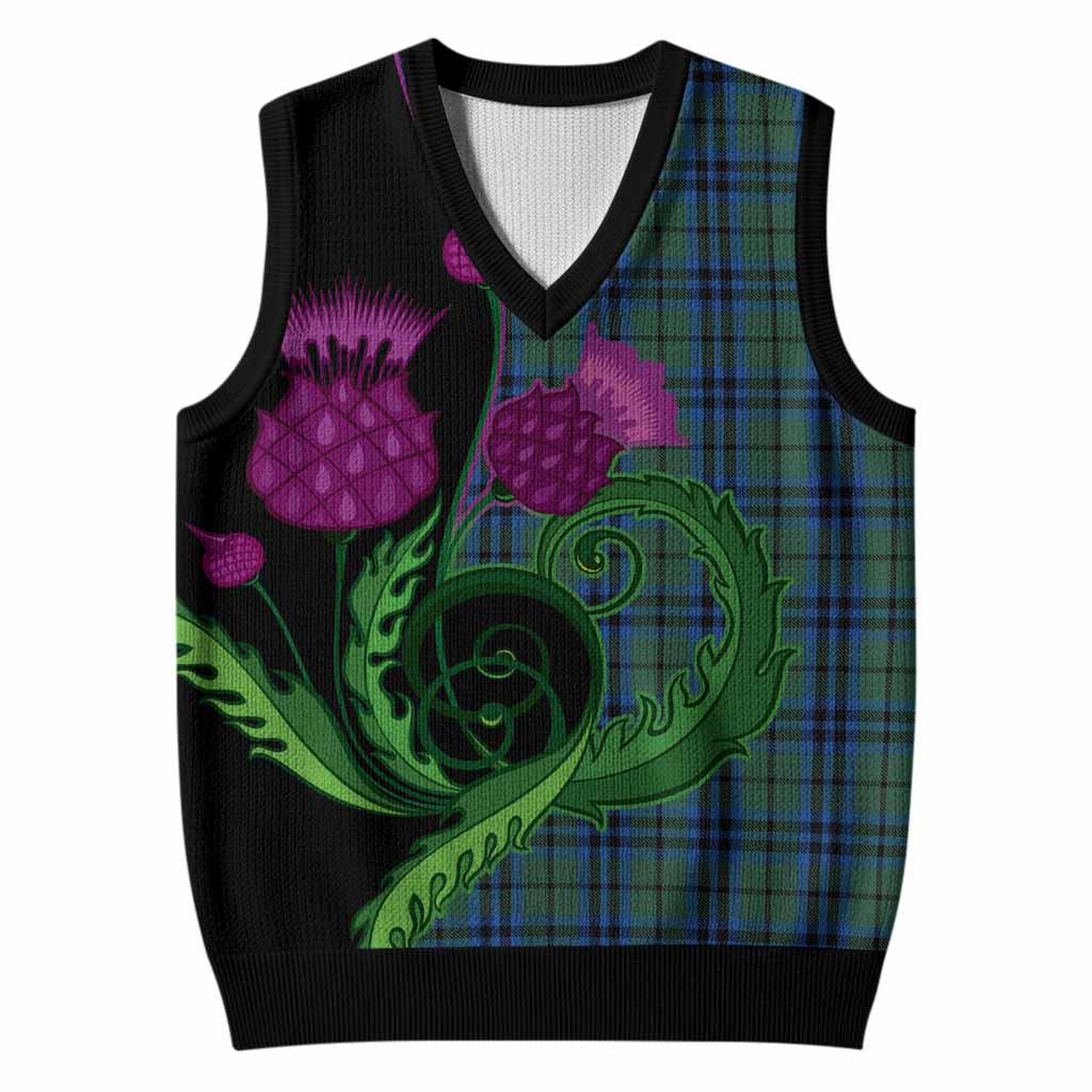 Keith Tartan Knitted V-Neck Vest Traditional Scottish Thistle