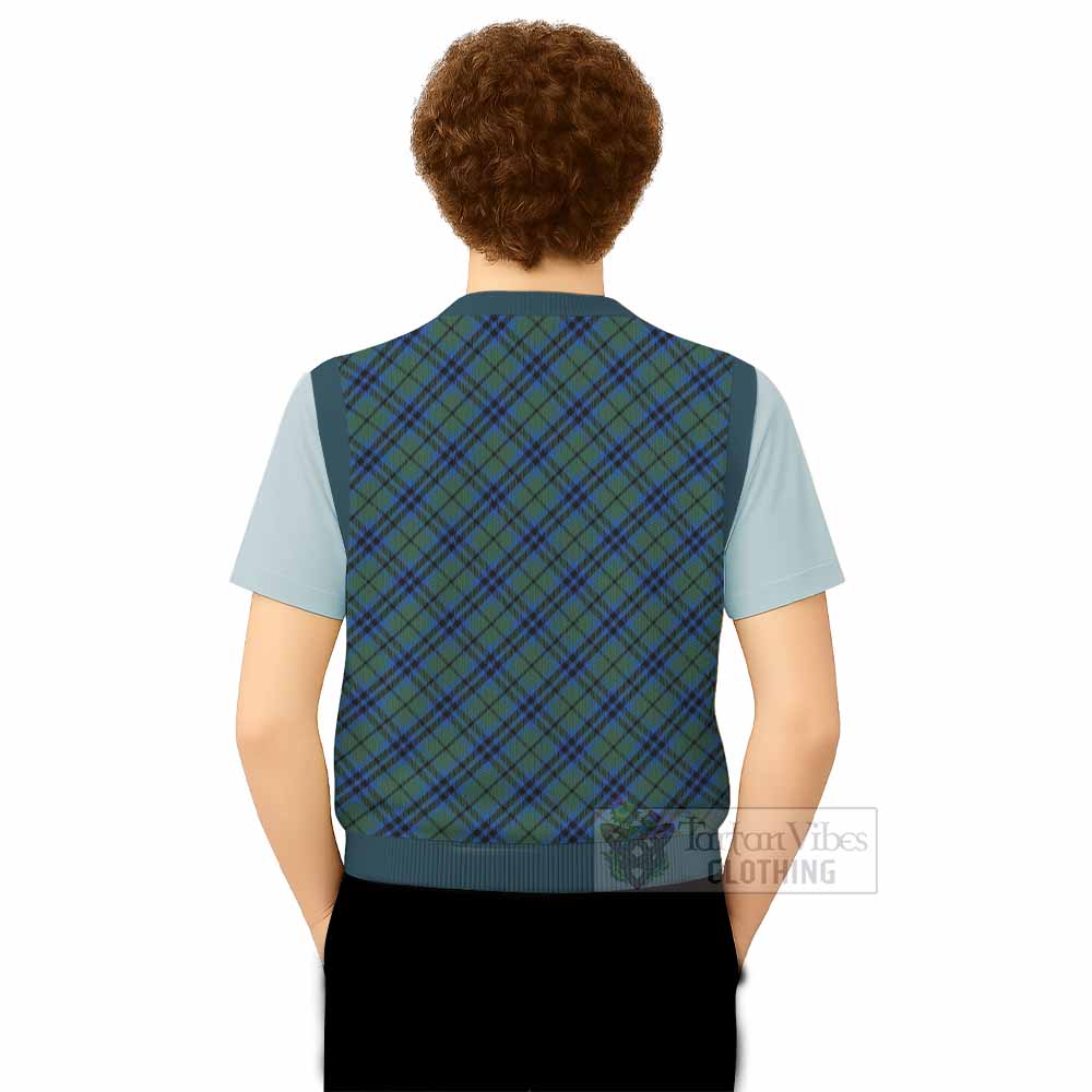 Keith Tartan Knitted V-Neck Vest with Family Crest Cross Style
