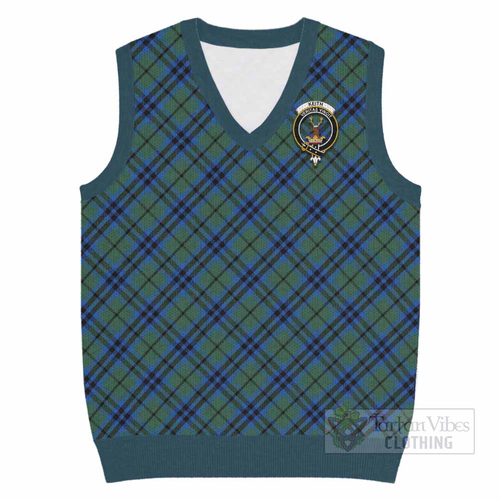 Keith Tartan Knitted V-Neck Vest with Family Crest Cross Style