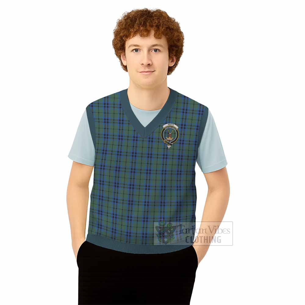 Keith Tartan Knitted V-Neck Vest with Family Crest - Tartan Vibes Clothing