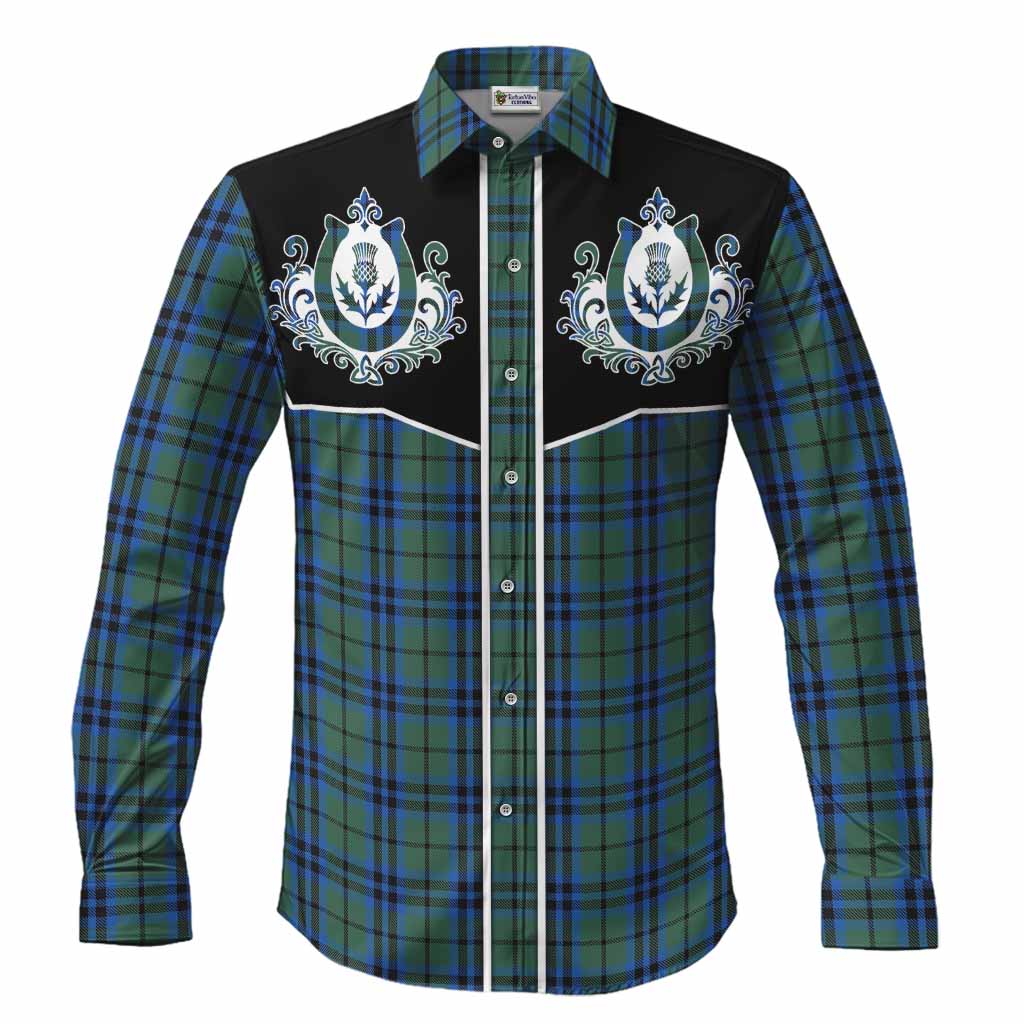 Keith Tartan Long Sleeve Button Shirts Horseshoe Ornament Men's Shirt S - Tartan Vibes Clothing
