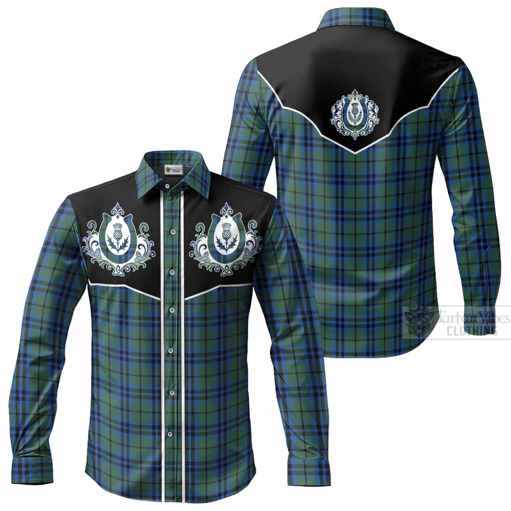 Keith Tartan Long Sleeve Button Shirts Horseshoe Ornament Men's Shirt - Tartan Vibes Clothing