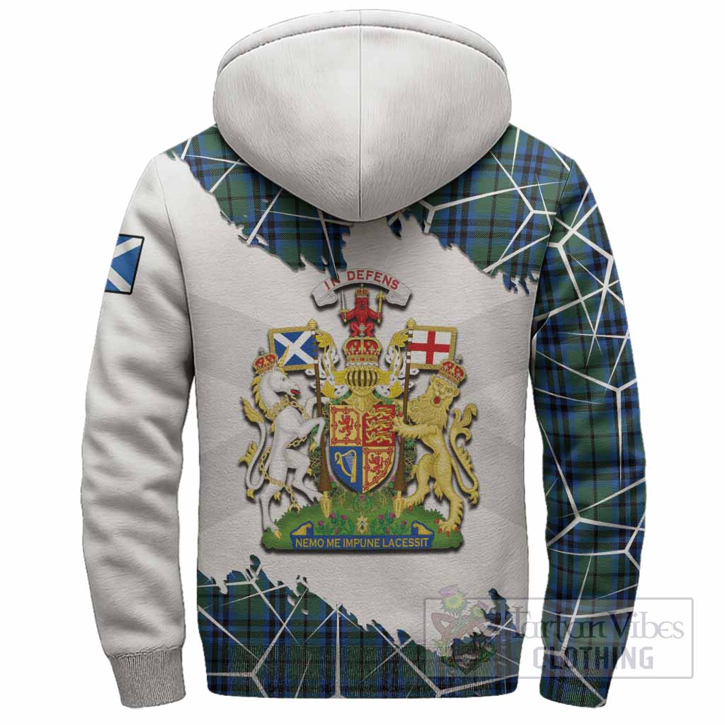 Keith Tartan Sherpa Hoodie with Family Crest and Lion Rampant Grunge Style
