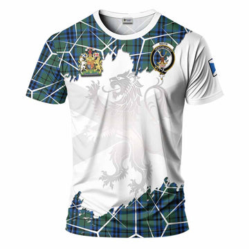 Keith Tartan T-Shirt with Family Crest and Lion Rampant Grunge Style