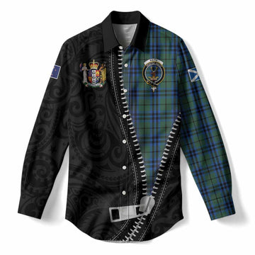 Keith Tartan Women Casual Shirt New Zealand Pattern Unique Zipper Stylized