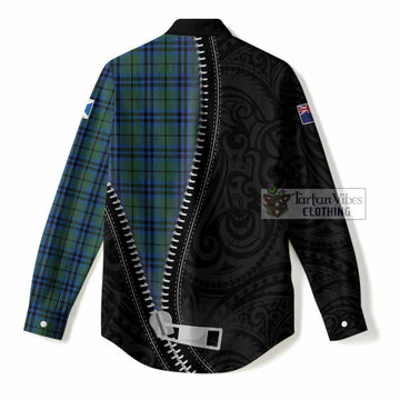 Keith Tartan Women Casual Shirt New Zealand Pattern Unique Zipper Stylized