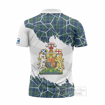 Keith Tartan Zipper Polo Shirt with Family Crest and Lion Rampant Grunge Style