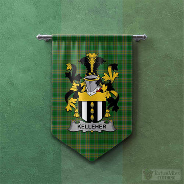 Kelleher Irish Clan Tartan Gonfalon, Tartan Banner with Coat of Arms