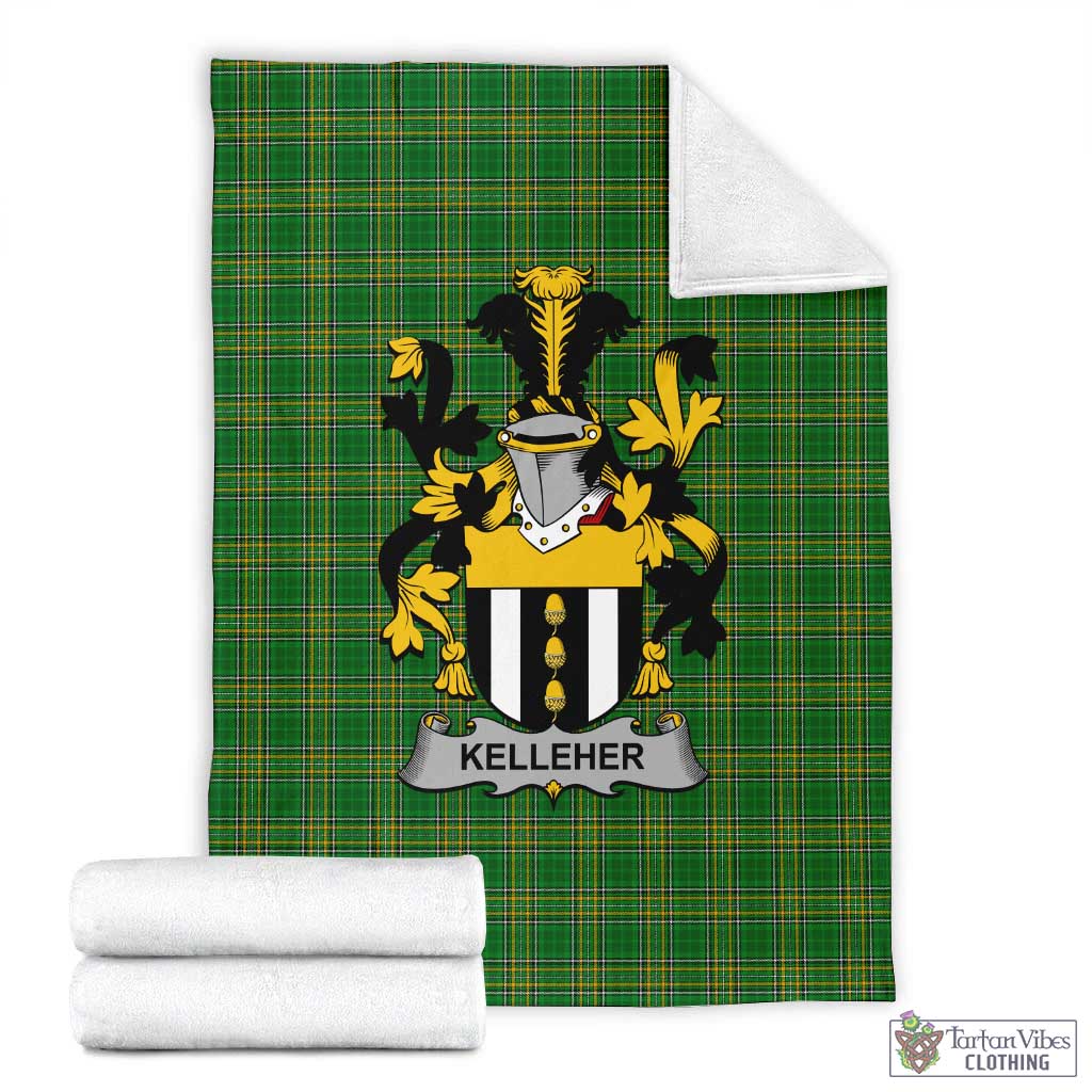 Kelleher Irish Clan Tartan Blanket with Coat of Arms X-Large 59 x 79 inches 150 x 200 cm - Tartan Vibes Clothing