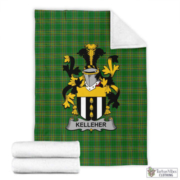 Tartan Vibes Clothing Kelleher Irish Clan Tartan Blanket with Coat of Arms