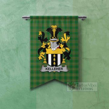 Kelleher Irish Clan Tartan Gonfalon, Tartan Banner with Coat of Arms