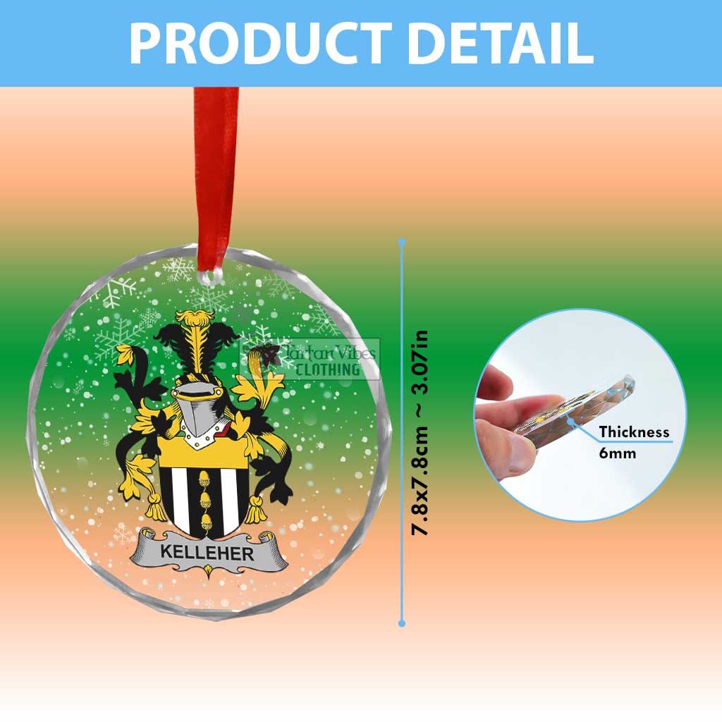 Kelleher Irish Clan Christmas Glass Ornament with Coat of Arms - 2D-tartanvibesclothing