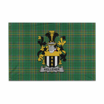 Kelleher Irish Clan Tartan House Flag with Coat of Arms