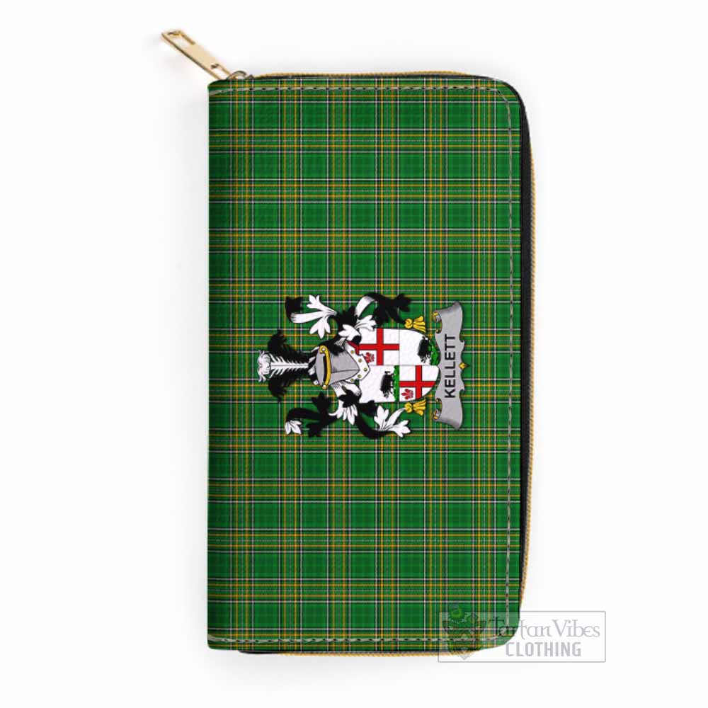 Kellett Irish Clan Tartan Women's Leather Wallet with Coat of Arms One Size 19.7*10.5*3.5 cm - Tartan Vibes Clothing