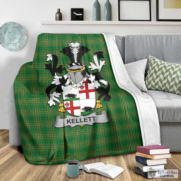 Tartan Vibes Clothing Kellett Irish Clan Tartan Blanket with Coat of Arms