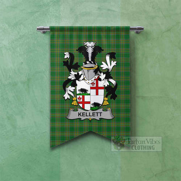Kellett Irish Clan Tartan Gonfalon, Tartan Banner with Coat of Arms
