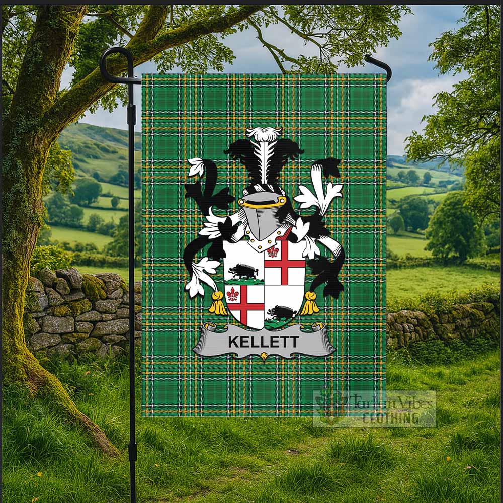 Kellett Irish Clan Tartan Flag with Coat of Arms