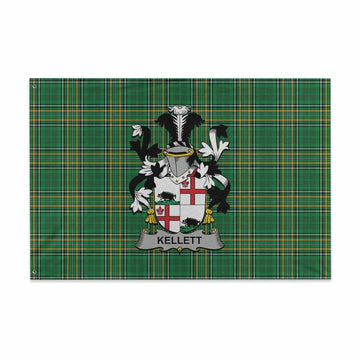 Kellett Irish Clan Tartan House Flag with Coat of Arms