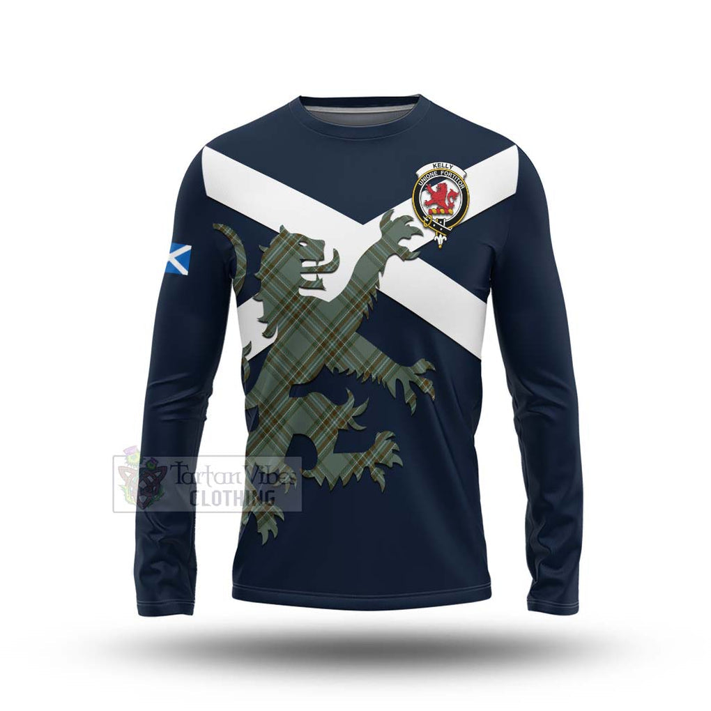 Tartan Vibes Clothing Kelly Tartan Lion Rampant Long Sleeve T-Shirt – Proudly Display Your Heritage with Alba Gu Brath and Clan Name