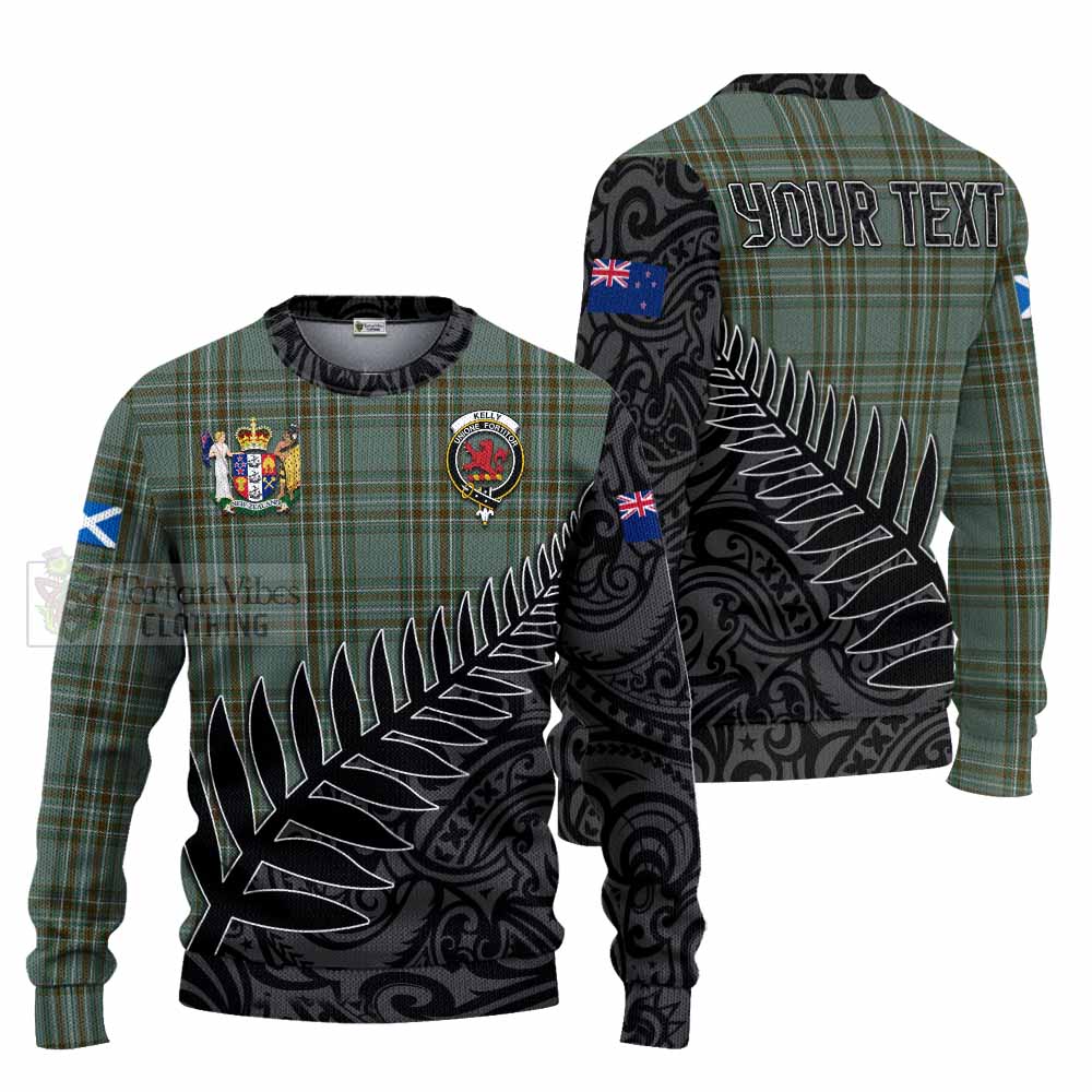 Tartan Vibes Clothing Kelly Crest Tartan Knitted Sweater with New Zealand Silver Fern Half Style