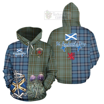 Tartan Vibes Clothing Kelly Tartan Hoodie Happy St. Andrew's Day Half Tartan Style