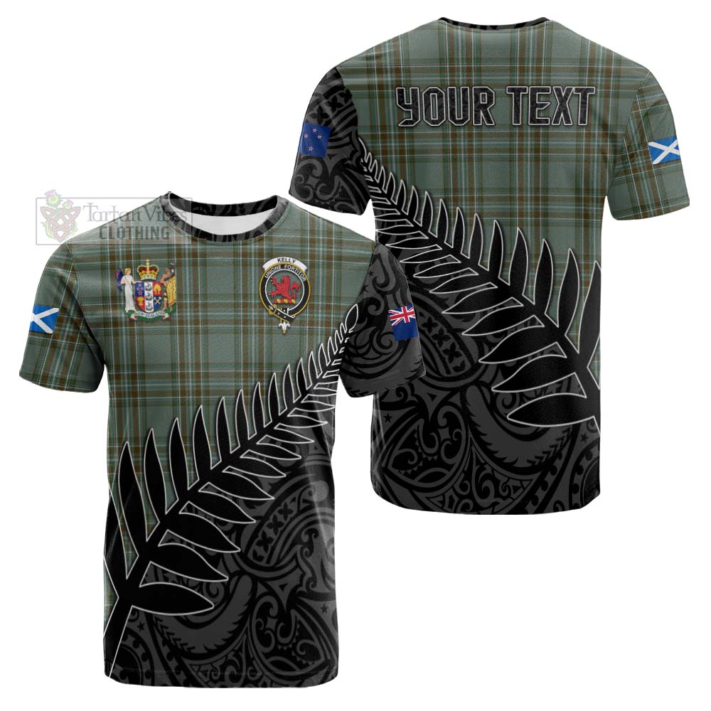 Tartan Vibes Clothing Kelly Crest Tartan Cotton T-shirt with New Zealand Silver Fern Half Style