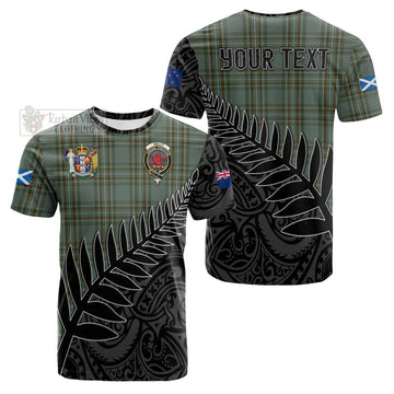 Tartan Vibes Clothing Kelly Crest Tartan Cotton T-shirt with New Zealand Silver Fern Half Style